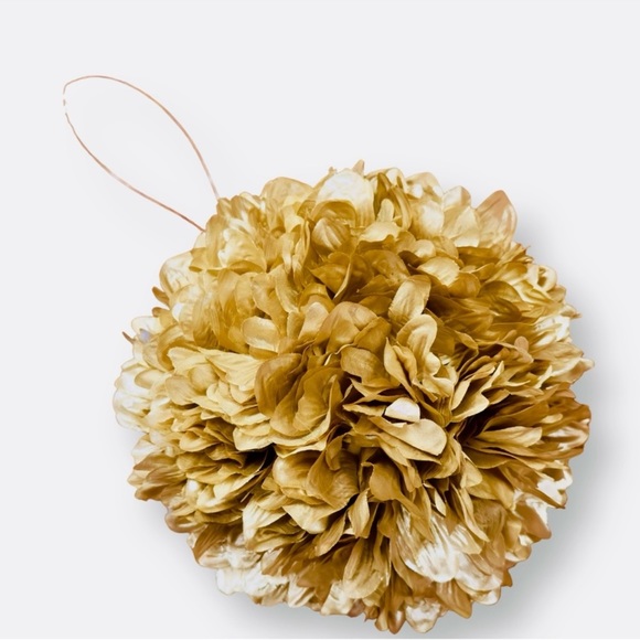 2 GOLD METALLIC POM-POM Party Wedding Shower Decorations 10” ea w Hanging Loops - Picture 2 of 16
